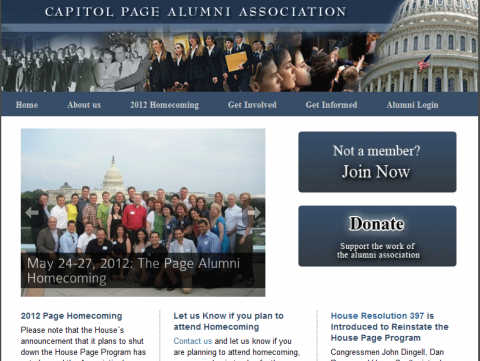 Homepage of the Capitol Page Alumni Association