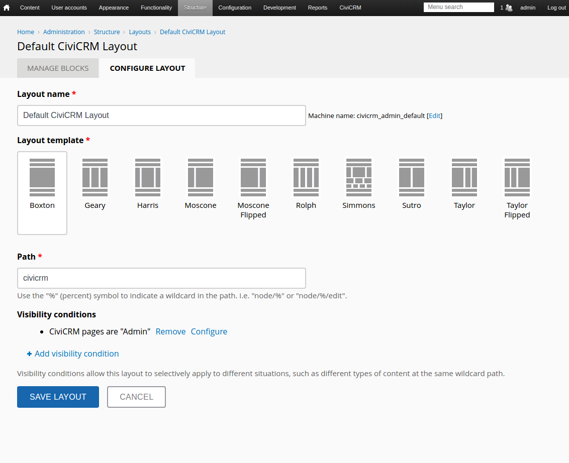 CiviCRM layout