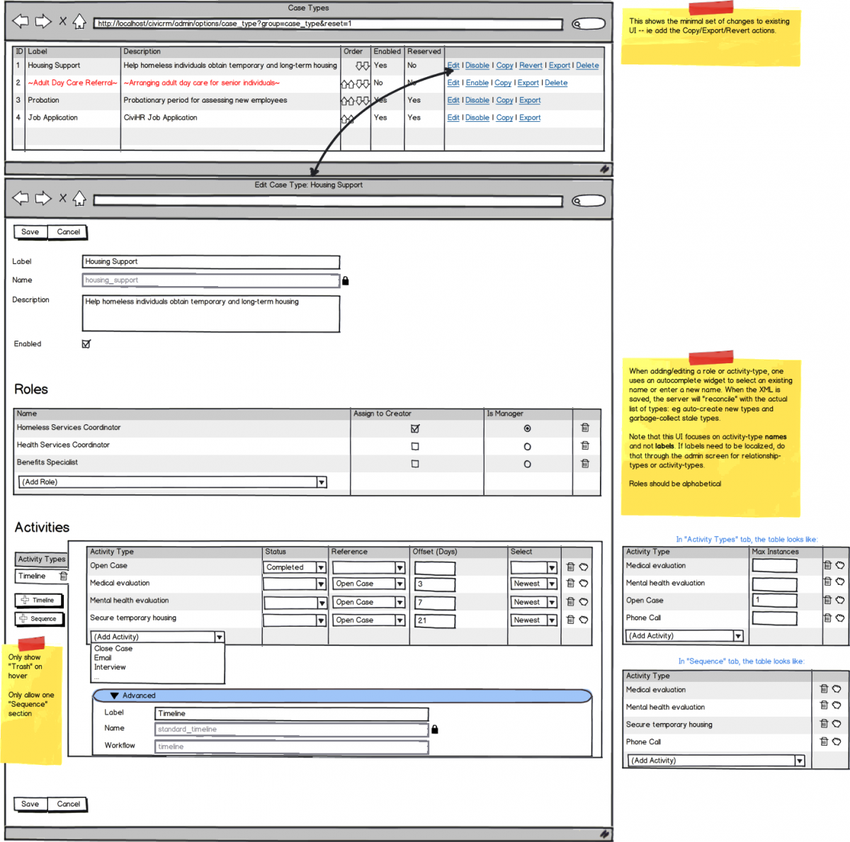 CiviCase Case Type Editor Mockup