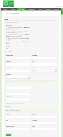 Membership sign-up form for early education
