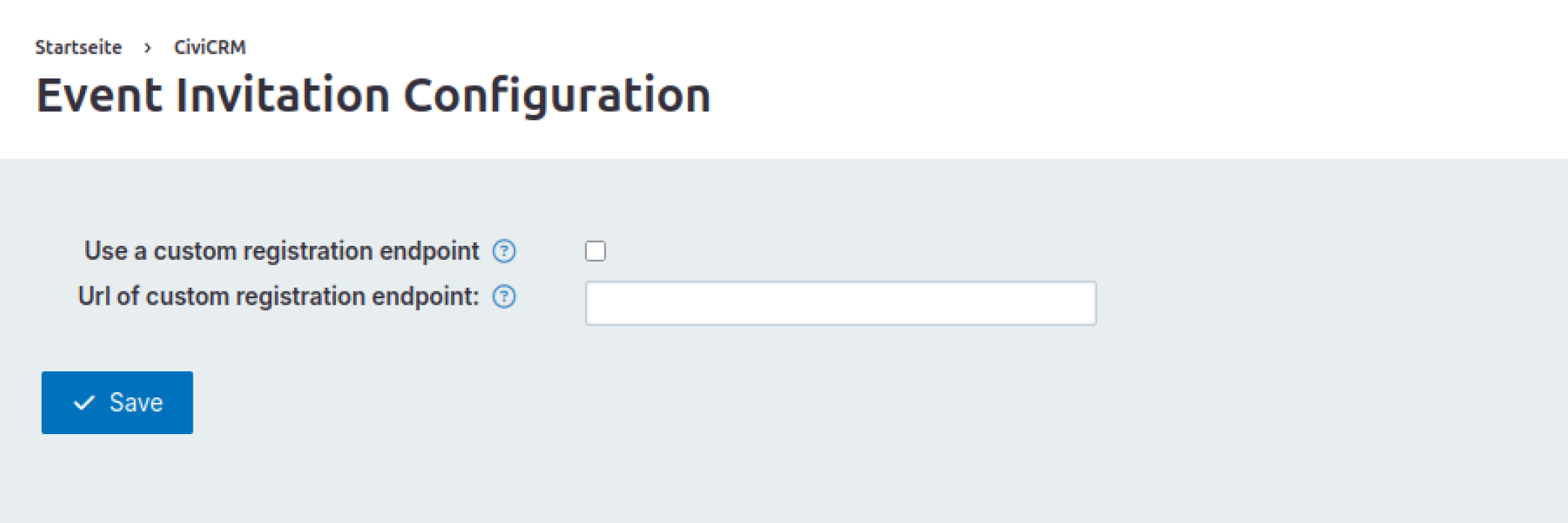 Screenshot Event Configuration left blank