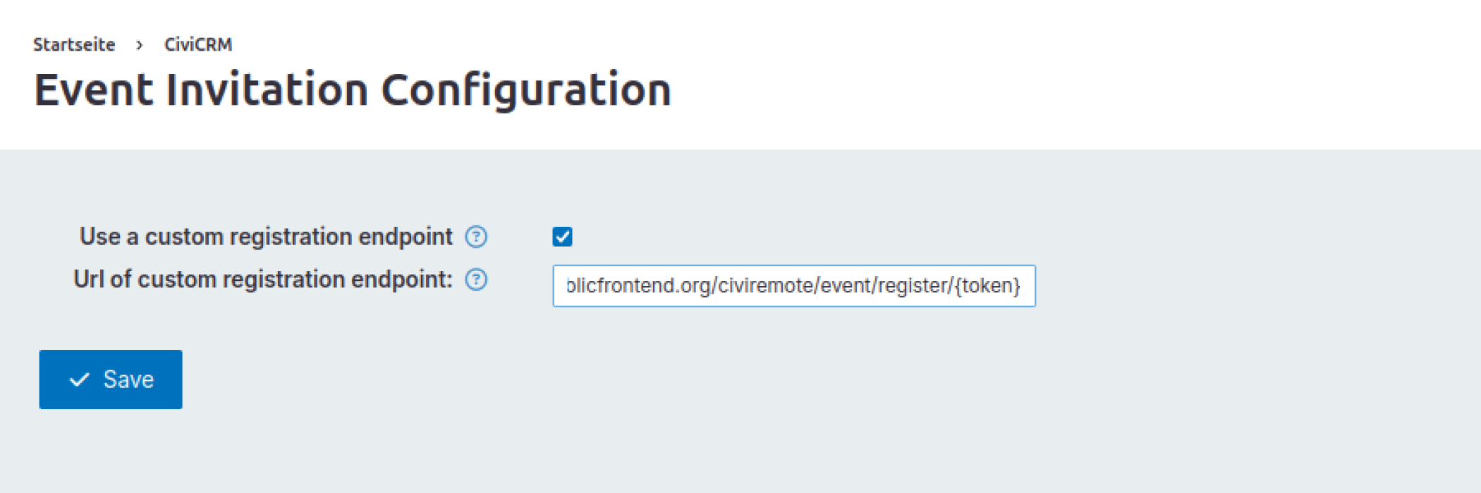 Screenshot Event Configuration  with endpoint defined